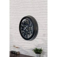 40 cm Siyah Metal Siyah Mermer Duvar Saati