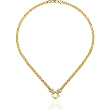 Harem Altın Çift Halat Taşlı Zincir Kolye ZKU035