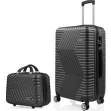 Gedox Dzc Kuzenler Avm Orta Boy ve Makyaj G&d Polo Suitcase Abs Lüx Valiz Seyahat Seti  2 Li