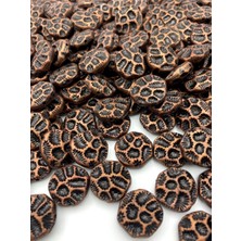 Hedef Bijuteri Bakır Renk Basık Leopar Model Eskitme Boncuk (100GR ~50 Adet Boncuk)