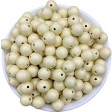 Hedef Bijuteri 12MM Mat Metalik Krem Renk Boncuk (100GR ~100 Adet Boncuk)