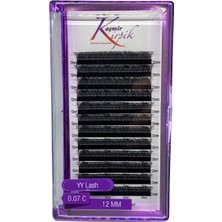 Kaşmir Kirpik Kaşmir Y Kirpik , Otomatik Demet Oluşturan Kirpik 0.07 mm C Kıvrım 12 Numara Boy