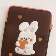 11 Inç Laptop Koruyucu Kol Saklama Çantası Pamuk Bunny iPad Liner Çanta Kız Debriyaj IPAD Nakış Liner Tablet Kılıf Kapak(Yurt Dışından)