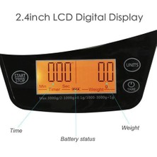 6.6lb / 3 kg Dijital El Damla Kahve Ölçeği Paslanmaz Çelik Hassas Sensörler Mutfak Gıda Ölçeği Zamanlayıcı Ağırlığı ile LCD Ekran(Yurt Dışından)