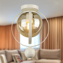 Begüsa Jüpiter Tavan Montaj Tekli Avize Beyaz Bal Cam