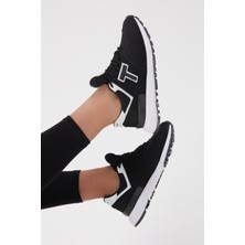 Tonny Black Unisex Siyah Beyaz Kaymaz Eva Taban Süet Sneaker