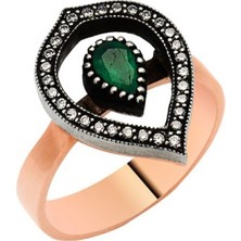 İryum 0.30 Karat Pırlantalı Zümrüt Hürrem Yüzük WEY2393