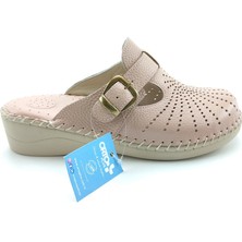 Ortoplus Kadın Deri Ortopedik Topuk Dikeni Sabo Terlik Y1000 PUDRA