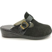 Ortoplus Kadın Deri Ortopedik Topuk Dikeni Sabo Terlik Y1000 SİYAH