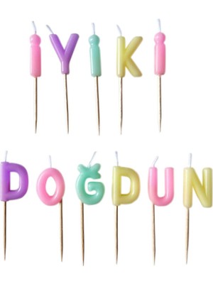 Le Mabelle Çok Renkli  Makaron İyi Ki Doğdun Mum Set