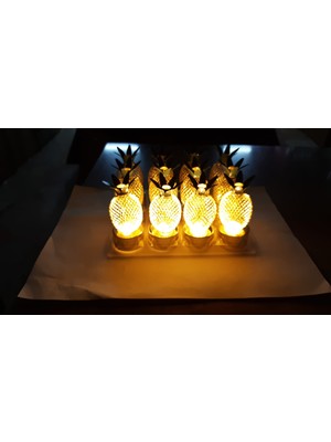 Miku Design LED Ananas Lamba 12'li Paket Alt Kısmı Gold Renk