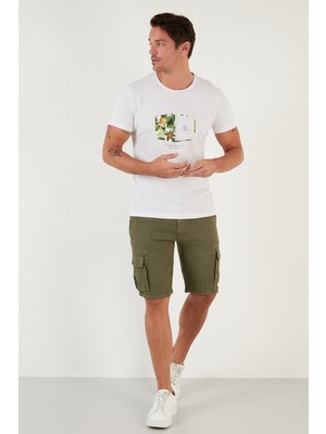Exxe Belden Bağlamalı Cepli Regular Fit % 100 Keten Short Erkek Short 630JURIŞORT