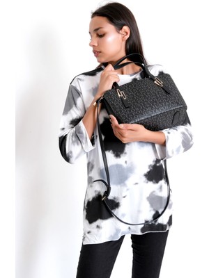 Just Polo Kadın Kahverengi Taba Baskı Desenli Omuz Çanta ve Cüzdan Seti -2066-GD