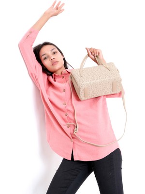 Just Polo Kadın Kahverengi Taba Baskı Desenli Omuz Çanta ve Cüzdan Seti -2066-GD