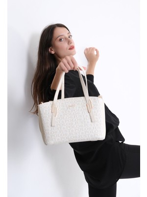 Just Polo Kadın Kahverengi Taba Baskı Desenli Omuz Çanta ve Cüzdan Seti -2066-GD