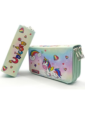 Limmy Unicorn Şeker Temalı Modelist Kalem Kutusu Üç Bölmeli Kalemlik- Yeşil