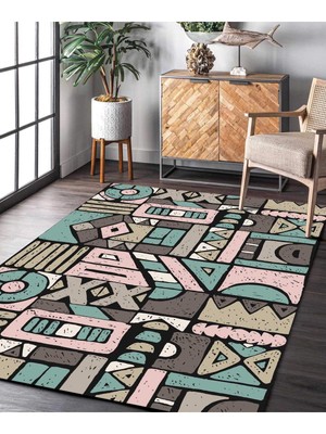 Süngersan Renkli Halılar Yıkanabilir Dijital Baskı Modern Dekoratif Kaymaz Tabanlı Salon Halısı Mutfak Halısı Yolluk