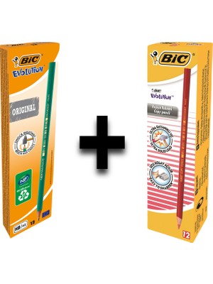 Bic Evolution Kurşun Kalem 12'li ve Bic Kırmızı Kopya Kalemi 12'li