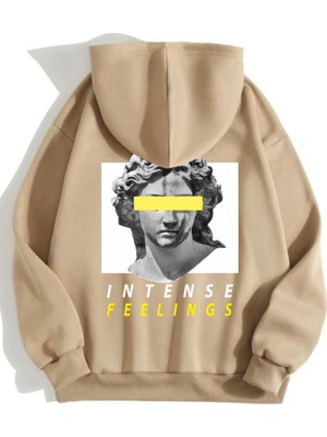 Afro Giyim Unisex Intense Feelings Sarı Sırt Baskılı Oversize Hoodie Kapşonlu