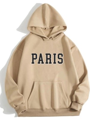 Afro Giyim Oversize Kapüşonlu Paris Baskılı Sweatshirt Hoodie