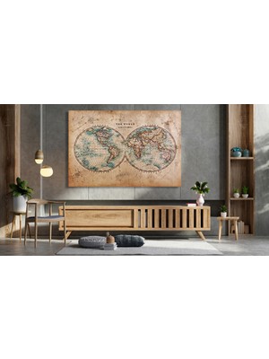Bestablo Dünya Haritası Kanvas Tablo