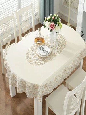 Style Meiwa Lüx  Kumaş Görünümlü Silinebilir Leke Tutmaz Kaymaz Masa Örtüsü / Ebat:132 cm x 180 cm  8 KİŞİLİK MASA ÖRTÜSÜ
