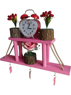 Bahat Ahşap Duvar Dekoru Çiçekliği Kupa Fincan Anahtarlık Askılığı 50*18 cm Çiçeksiz