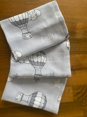 Nihalfidan Store Muslin Kumaş %100 Pamuk Bebek Ağız Mendili Balon 3 Adet (30X30 Cm)