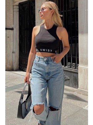 Swist Siyah Monaco Kadın Crop