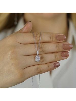 925 Gümüş Minimal Baget Taşlı 925 Ayar Gümüş Kadın Kolye