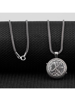 925 Gümüş Çift Taraflı Muhammed Yazılı Açılabilir 925 Ayar Gümüş Cevşen Kolye