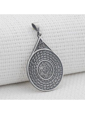 925 Gümüş Mührü Süleyman ve Esmaül Hüsna Gümüş Kolye Ucu