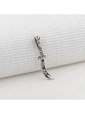 925 Gümüş Hz Ali Yazılı Zülfikar Kılıç Tasarımlı 925 Ayar Gümüş Kolye Ucu