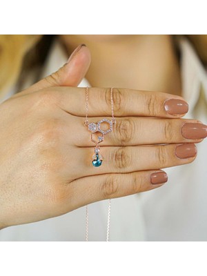 925 Gümüş Özel Tasarımlı Arım Balım Peteğim Gümüş Kolye Rose