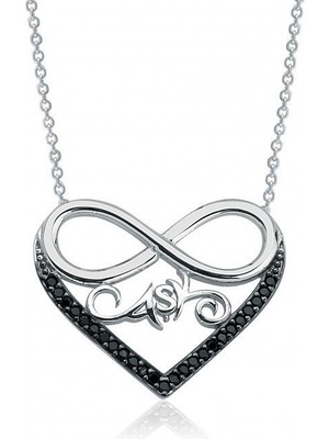 925 Gümüş 925 Ayar Gümüş Kalpli Sonsuzluk Aşk Kolyesi