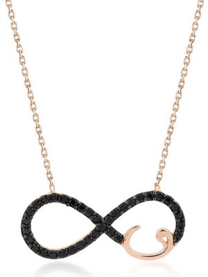 925 Gümüş 925 Ayar Gümüş Zirkon Taşlı Sonsuzluk Vav Model Kolye