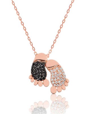 925 Gümüş Gümüş Ayak Izi Bayan Kolye