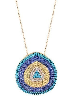 925 Gümüş 925 Ayar Gümüş Büyük Boy  Nazar Kolye Model 1