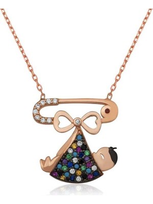 925 Gümüş Gümüş Yeni Doğmuş Bebek Kolye