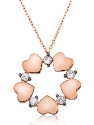 925 Gümüş Gümüş Kalp Çemberi Bayan Kolye