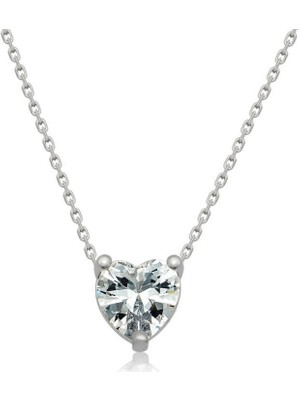 925 Gümüş Gümüş Kalpli Bayan Kolye