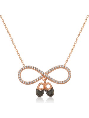 925 Gümüş Gümüş Bebek Patikli Sonsuzluk Bayan Kolye