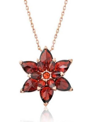 925 Gümüş ​​gümüş Kırmızı Lotus Çiçeği Kolye