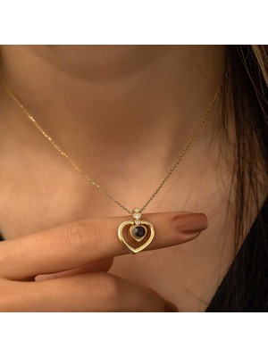 925 Gümüş Gümüş Kalp 100 Dilde Seni Seviyorum Kolye