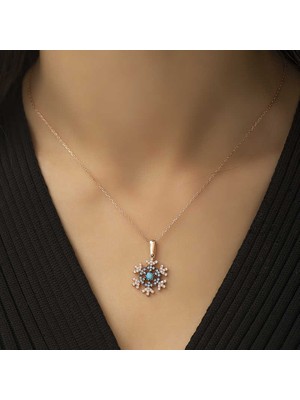 925 Gümüş Gümüş Kar Tanesi Bayan Kolye