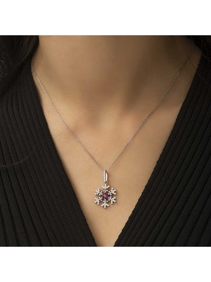 925 Gümüş Gümüş Kar Tanesi Bayan Kolye