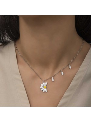 925 Gümüş Gümüş Papatya Seviyor Sevmiyor Bayan Kolye