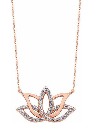 925 Gümüş Gümüş Lotus Çiçeği Kolye