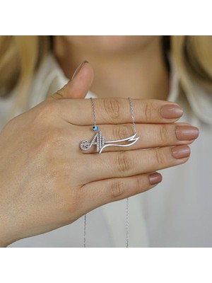 925 Gümüş 925 Ayar Gümüş Nazar Boncuklu Hz Ali Kolye