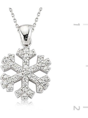 925 Gümüş Gümüş Kar Tanesi Bayan Kolye